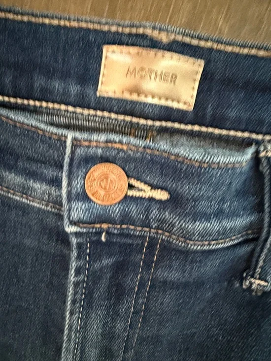 MOTHER High-Rise Hustler Ankle Fray Indigo Blue Slim Jeans - Picture 8 of 14